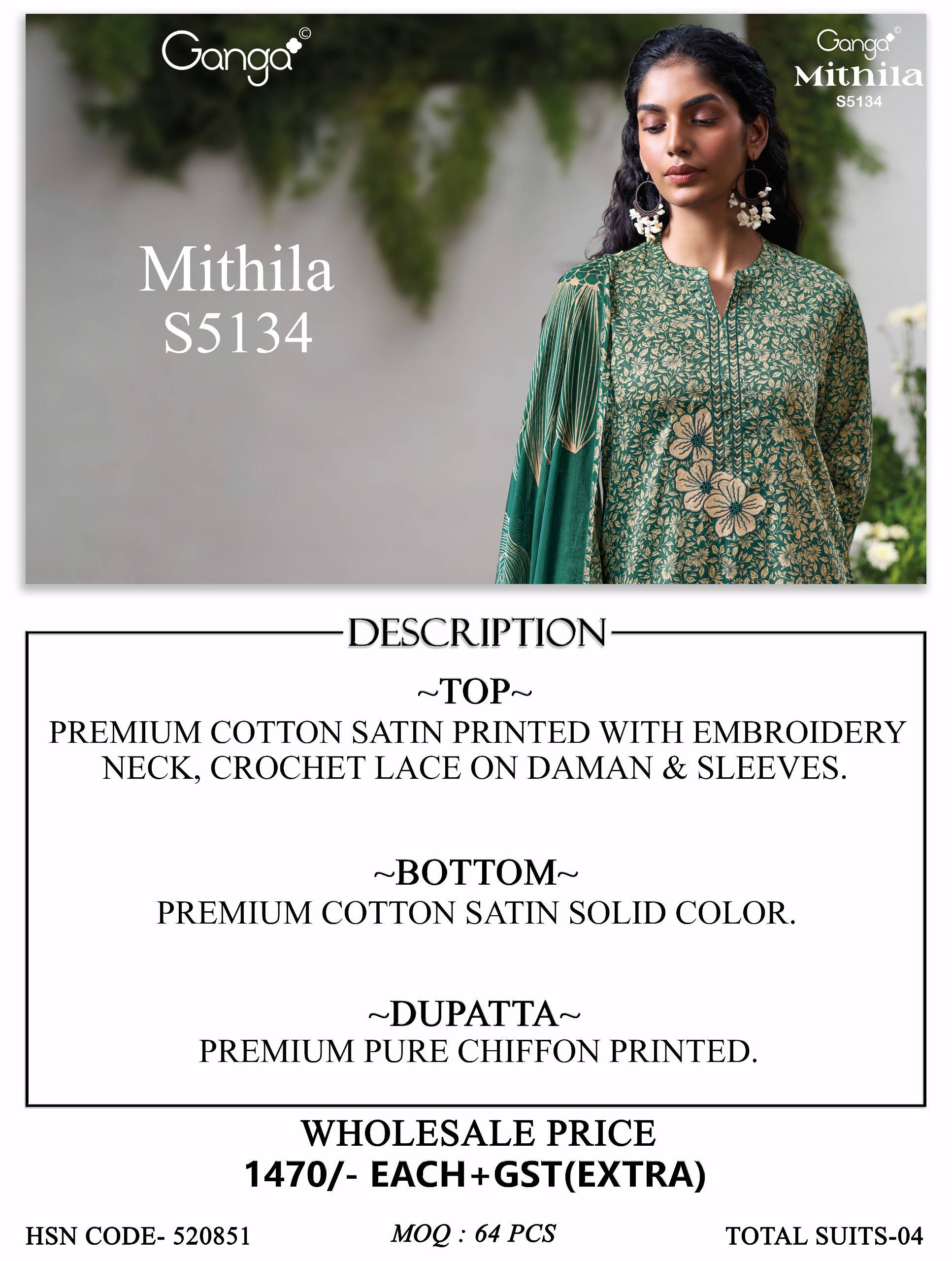 MITHILA 5134 Series By GANGAFASHION Stylish Beautiful Colourful COTTON SATIN Dresses At Wholesale Price